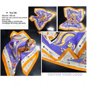 Sciarpe di seta di moda per le donne con la testa stampata digitale sciarpa per capelli di seta <span class=keywords><strong>Bandana</strong></span> <span class=keywords><strong>rossa</strong></span> - Product Image 5