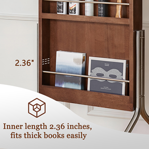Specchio ad Arco a Figura Intera con Ripiani Portaoggetti, Ruote e Cornice in Legno di Gomma, Specchio da Terra Autoportante per Camera da Letto - Product Image 5