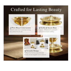 Lampe à huile traditionnelle indienne en laiton artisanal avec couvercle en verre protecteur, idéale pour les cérémonies Aarti, les temples, la maison et les fêtes. - Product Image 3