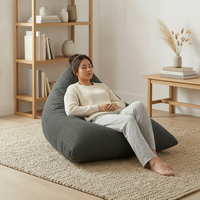 Pouf triangulaire en fausse toile de lin pour salon, siège au sol, fauteuil individuel, mobilier