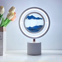 TAIKOO 3D Sablier Lampe De Table De Chevet Sable Peinture Mobile Led Veilleuse Quicksand Deep Sea Sandscape Lampes De Bureau
