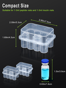 Boîte de rangement en plastique transparent pour flacons de 2x3 ml, vente en gros, pour peptides, étuis de rangement de 3 ml - Product Image 2