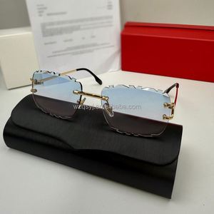 Gafas de Sol de Diseño con Corte de Diamante Sin Montura para Mujer y Hombre, Nuevo Modelo con Estuche y Recibos de Marca Famosa - Product Image 5