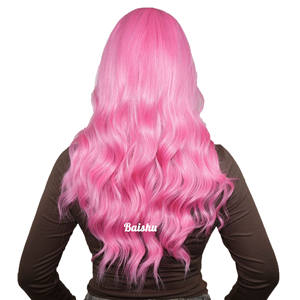Perruque pas chère pour <span class=keywords><strong>femme</strong></span>, <span class=keywords><strong>cheveux</strong></span> longs bouclés roses style Qi Bangs, grandes ondulations, styles brésiliens et vietnamiens, directement de l'usine - Product Image 3