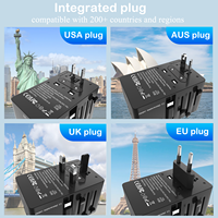 Adaptateur de voyage FOXCAN 25W PD certifié CE FCC avec câble rétractable, 2 ports USB + 3 ports Type-C, entrée 10A, utilisation universelle pour les voyages