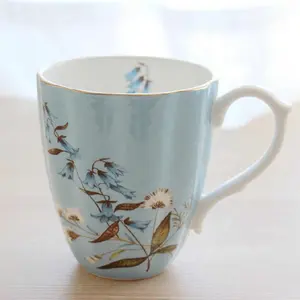 Tazas家居装饰花骨瓷杯陶瓷杯家用早餐欧式咖啡杯水杯陶瓷