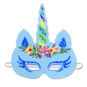Mascarilla de papel de <span class=keywords><strong>unicornio</strong></span> arcoíris para niños, suministros para fiesta de cumpleaños, máscaras de papel de animales, nuevo estilo, en venta - Product Image 3