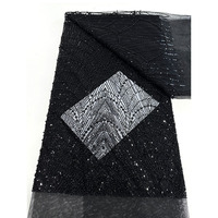 Tissu en dentelle filet de luxe pour robe de mariée vintage, broderie faite main de perles et sequins, maille écologique, commande minimum 5 yards