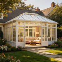 Véranda gothique de luxe BLVE avec toit en fer forgé et cadre antique, idéale pour manoir, villa, jardin ou cour arrière