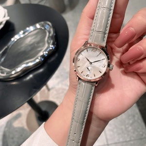 Nuevo Reloj Mecánico Longinesing 2026 con Esfera de Nácar Blanco Exquisita y Elegante, Correa de Cuero Gris y Acero Inoxidable - Product Image 1