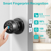 Serrure de porte intelligente professionnelle avec poignée intérieure numérique électronique à empreinte digitale et clavier, compatible application Tuya