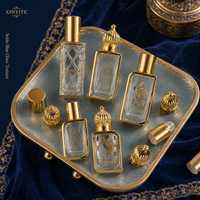 Flacons roll-on carrés en verre doré gaufré de luxe 10 ml pour huiles essentielles et parfums