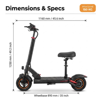 Scooter tout-terrain haute puissance, autonomie de 45 km, léger, pliable, scooter électrique à deux roues 48V