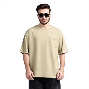 Camiseta de Manga Corta para Hombre, Corte Cuadrado, Cuello Redondo, Color Liso, Informal, de Algodón, Tejido Jersey, Corte Regular, Teñido Liso - Product Image 1