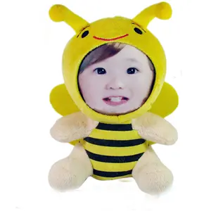 lovely custom 3d face with plush toy cute animal cartoon stuffed toy plush 3d face doll