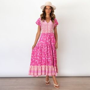 Vestido largo informal con estampado Floral <span class=keywords><strong>para</strong></span> mujer, ropa elegante <span class=keywords><strong>para</strong></span> vacaciones de verano, <span class=keywords><strong>2022</strong></span> - Product Image 2