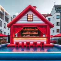 Bar de piscine gonflable portable pour événements estivaux en plein air, fêtes dans la cour, pub gonflable pour piscine avec sièges gonflables