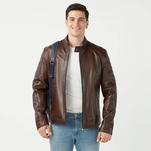<b>Mens</b> Clothing Slim Fit <b>Long</b> Sleeve Leather Fashion <b>Jacket</b> Autumn Winter <b>Men</b> Casual Zipper Leather <b>jacket</b> for <b>men</b> - Product Image 1