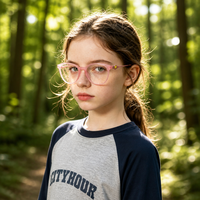 Montures optiques en gelée pour enfants, lunettes rondes légères avec décoration florale jaune mignonne, branches dorées, lunettes pour enfants