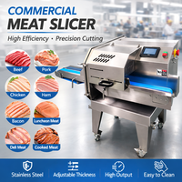 Nouvelle machine à trancher la viande cuite automatique avec épaisseur réglable et lames en acier allié pour charcuterie, saucisses, jambon et produits froids