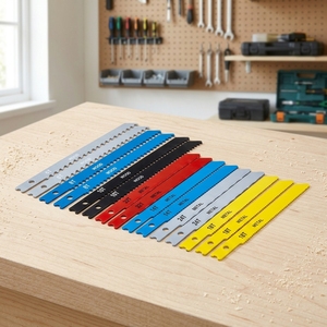 Herramienta de hojas de sierra de calar de precisión de 14 piezas <span class=keywords><strong>con</strong></span> acero de alta velocidad para un corte suave en madera, metal y plástico - Product Image 3