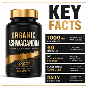 Capsules d'Ashwagandha Sunwind Premium KSM-66 de haute qualité 1000mg Aide au sommeil pour adultes Soutien immunitaire Énergie 60 capsules - Product Image 4