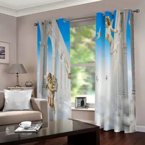 European Style 3D Digital Printing Curtain Finished High Shading Scenery Curtain for Living Room and Bedroom