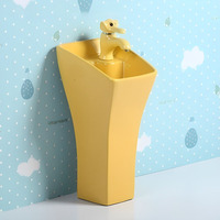 Lavabo sur pied multicolore pour enfants, en céramique, pour la rénovation des toilettes des écoles et des maternelles