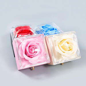 Boîte à bijoux carrée élégante EVERWIN avec couvercle en forme de rose, inscription « meilleurs vœux » pour la Saint-Valentin, boîtes de rangement pour bagues et pendentifs - Product Image 5