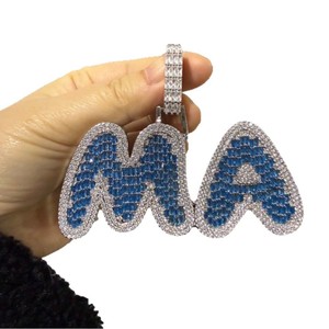 Dropshipping Cut Baby Blue Cubic Zirconia <span class=keywords><strong>pietre</strong></span> con <span class=keywords><strong>nome</strong></span> ciondolo personalizzato gioiello con <span class=keywords><strong>nome</strong></span> personalizzato - Product Image 5