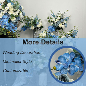 Bouquets <span class=keywords><strong>de</strong></span> roses bleues <span class=keywords><strong>et</strong></span> blanches artificielles en soie permanentes personnalisées - Product Image 2