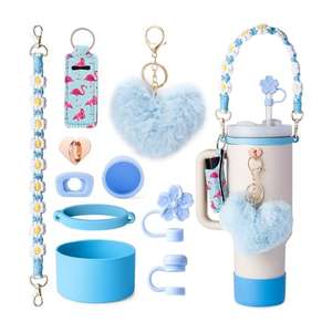 KK868 Juego de 10 piezas Vaso Cadena Felpa Amor Flor Juego colgante Flor de melocotón Tejido 40oz Vaso Copa Juegos periféricos - Product Image 6