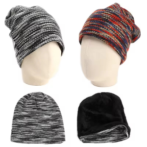 맞춤형 로고 슬라우치 비니 유니섹스 펑크 니트 모자 개인화된 부드러운 신축성 있는 원단 겨울 따뜻한 스컬 캡 비니 - Product Image 2