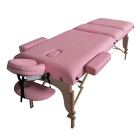 Plegable portátil 3 secciones salón de belleza Spa mesa de masaje altura ajustable patas de madera cama de masaje
