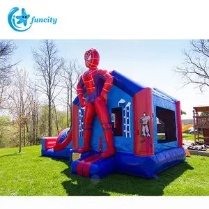 商业用途游乐场户外跳线蜘蛛侠充气城堡儿童跳跃