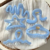 Meilleures ventes Nouvelle collection Printemps-Été Pince à cheveux griffe de requin Bleu Rose Couleur unie Haut de gamme Simple pour chignon Accessoires capillaires pour femmes
