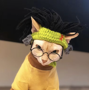 Divertido Gato <span class=keywords><strong>sin</strong></span> <span class=keywords><strong>Pelo</strong></span> Sphynx tocado Punk Reggae estilo Rock perro disfraz sólido Navidad invierno Decoración - Product Image 6