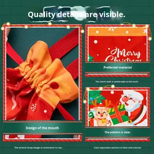 Sacchetti regalo <span class=keywords><strong>di</strong></span> <span class=keywords><strong>Natale</strong></span> a forma <span class=keywords><strong>di</strong></span> <span class=keywords><strong>Babbo</strong></span> <span class=keywords><strong>Natale</strong></span> in velluto stile cartone animato 10x15 cm Confezione regalo piccola per bambini - Product Image 4