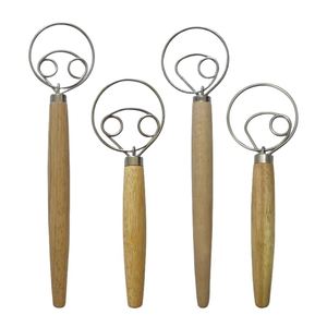 Fouet à pain hollandais en bois à long manche pour grossistes, mélangeur manuel, outils de cuisson pour levain, fouet à pâte danoise de 10/13 pouces - Product Image 1