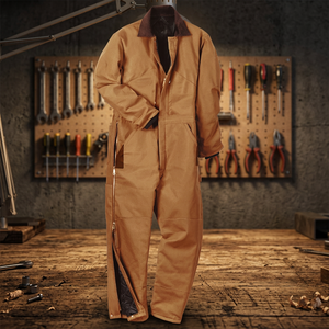 Combinaison de travail marron avec jambes zippées et poches, vêtements de sécurité pour usage industriel - Product Image 3