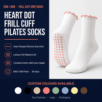 Chaussettes de sport antidérapantes pour femmes, chaussettes de Pilates à volants en coton peigné pour Pilates et Yoga, vente en gros