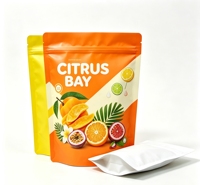 Natuurlijke stijl standaard voedselveilige fruit snack verpakking pouch met handgetekend fruitdesign, aangepast logo, ritssluiting bovenaan, digitale print, PE