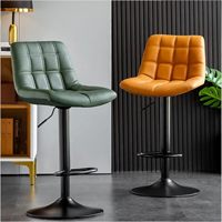 Tabouret de bar pivotant moderne réglable en similicuir avec dossier, idéal pour îlot de cuisine et comptoir domestique