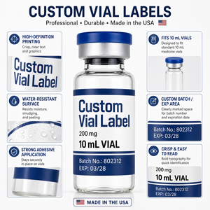 Etichette Adesive Personalizzate per Flaconcini 2ml 3ml 10ml, Impermeabili e Olografiche, per Medicinali - Product Image 3