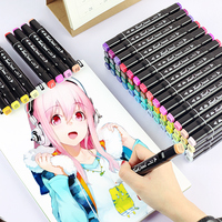 Ensemble de marqueurs de couleurs 30/40/60/80 pièces, marqueurs à base d'alcool, marqueurs de dessin manga, marqueurs non toxiques, marqueurs à double pointe huileux, fournitures artistiques