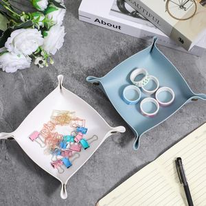 Modern PU Leather Serving <b>Tray</b> Key Holder Desktop Organizer Foldable Catchall Organizer for Key Coins Glasses Watch - Product Image 2