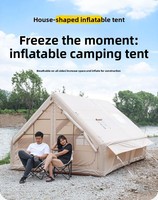 Carpa Inflable de Lujo Grande para Glamping, Casa de Lona para 4-6 Personas, Impermeable para Acampar al Aire Libre, 3 Estaciones, con 12 Ventilaciones y Orificio para Estufa