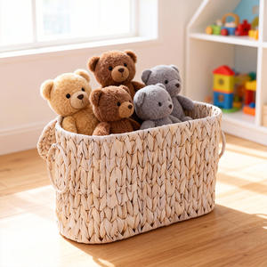 Panier de rangement tissé Bobai, rectangulaire, blanc, fait main, avec couvercle, pour jouets, livres et articles divers - Product Image 2