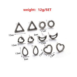 Juego de Aretes Geométricos con Incrustaciones de Aleación de Plata Tibetana, Joyería de Moda para Mujer 2024 - Product Image 4