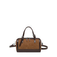 Sacs à bandoulière cylindriques en cuir PU motif léopard pour femmes, petit sac rétro à fermeture éclair, sacs à main en faux daim avec pendentif